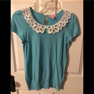 Lilly Pulitzer lace collar sweater top size small